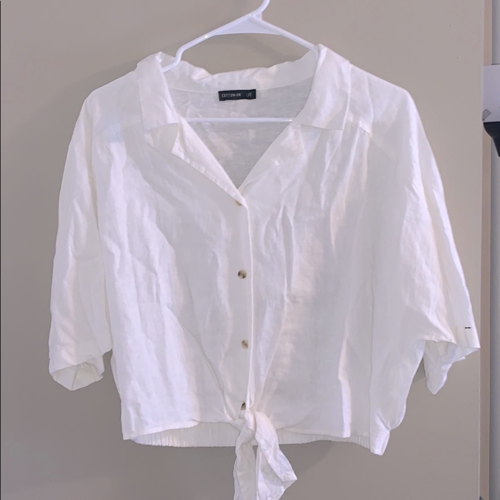 White cropped blouse